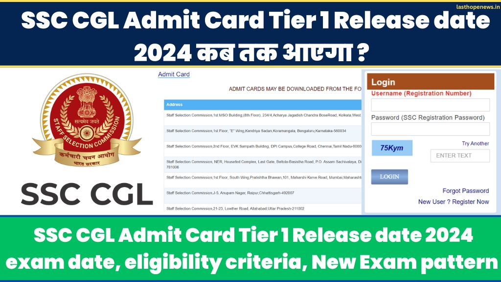 SSC CGL Admit Card Tier 1 Release date 2024