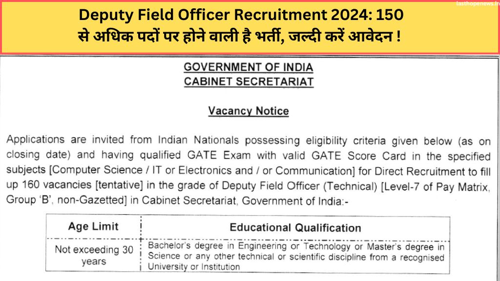 Deputy Field Officer Recruitment 2024